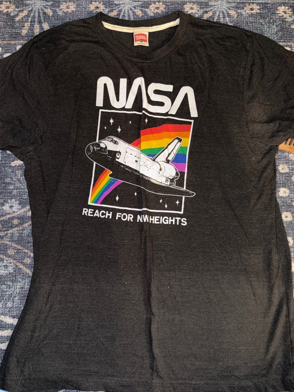 HOMAGE Black NASA Space Shuttle Tee with Rainbow Graphic